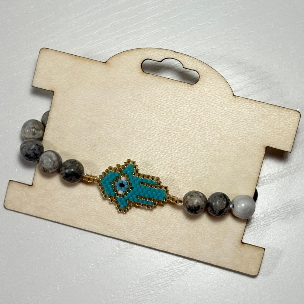 Handmade natural gemstone and seed beads bracelet